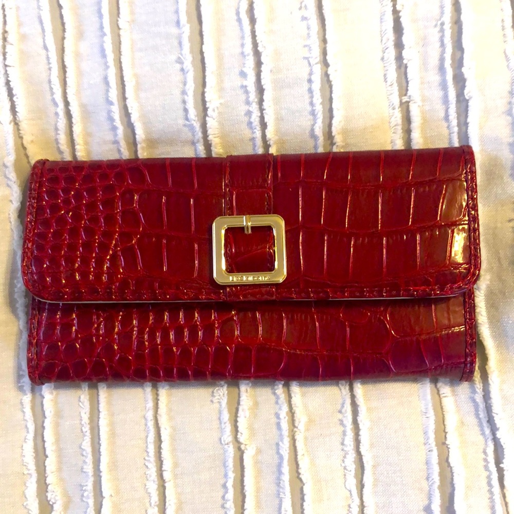 Liz Claiborne red faux crocodile leather wallet